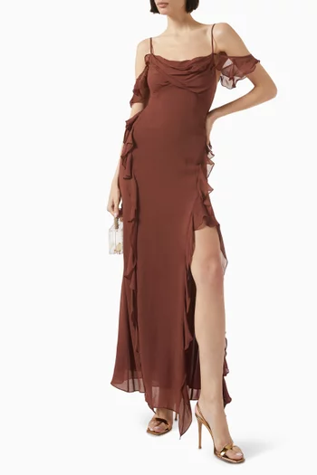 Blair Ruffle Cowl Maxi Dress