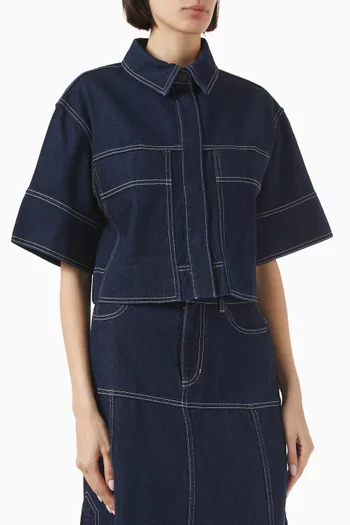 Jaques Crop Shirt in Denim