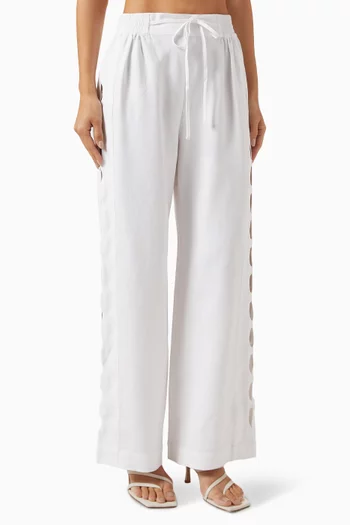 Birdie Scallop Pants in Linen-blend