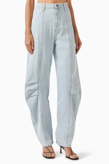 Rounded Cargo Pants in Denim