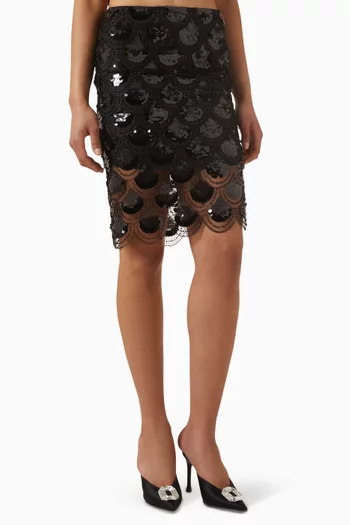 Sequin Pencil Midi Skirt