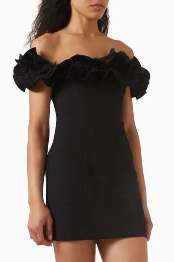 Ruffle Mini Dress in Viscose-blend
