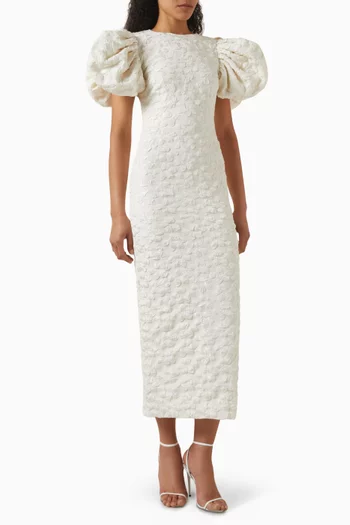 Jacquard Puffy Midi Dress
