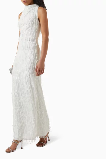 Fringe Halterneck Maxi Dress