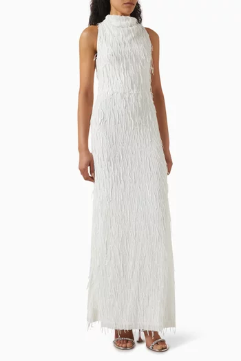 Fringe Halterneck Maxi Dress