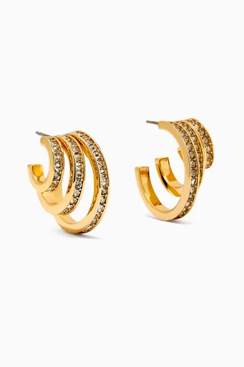 The Triple Hoop Earrings in Gold-tone Metal