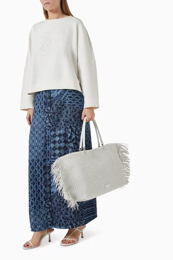Large Braided Fringe Tote Bag