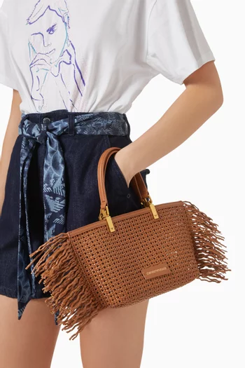 Small Braided Fringe Tote Bag