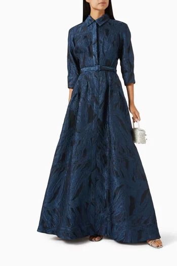 Courtney Belted Gown in Jacquard