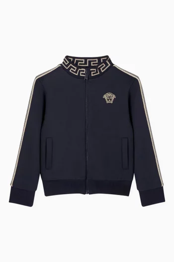 Greca Zip-up Sweatshirt in Cotton