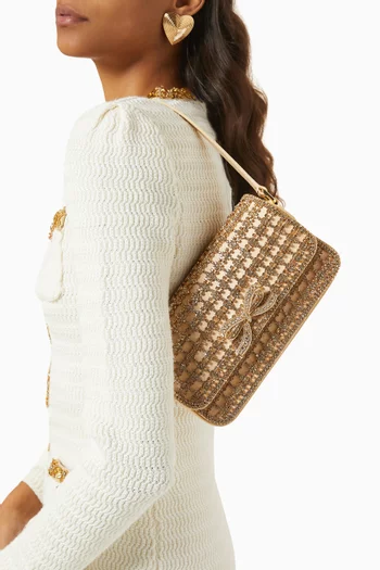 Crystal-embellished Chainmail Baguette Bag