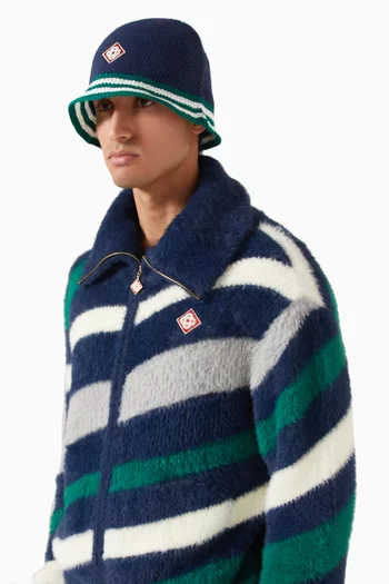 Stripe Crochet Bucket Hat in Cotton