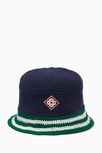 Stripe Crochet Bucket Hat in Cotton