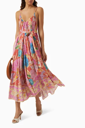 Painter's Garden Strappy Maxi Dress