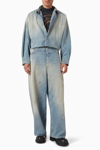 Button-up Shirt in Cotton-blend Denim