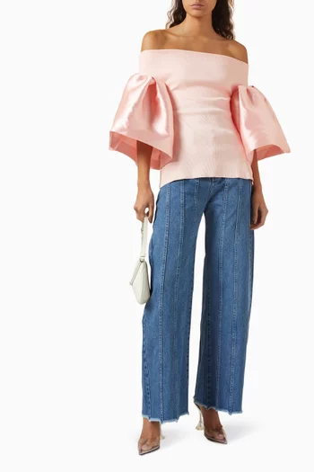 Off-shoulder Top in Rib Jersey & Mikado