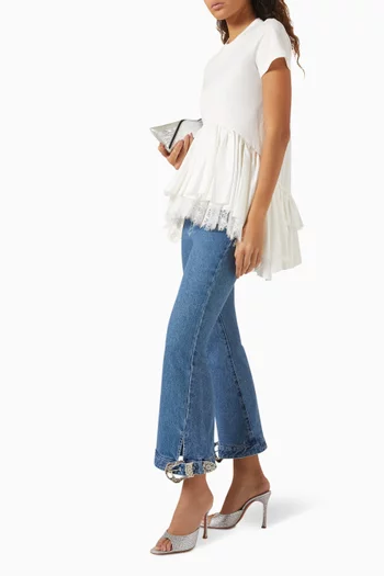 Cropped Jeans in Cotton-denim