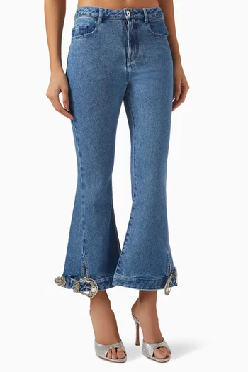 Cropped Jeans in Cotton-denim