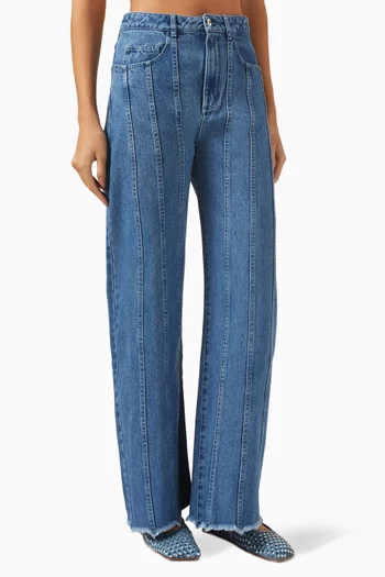 Panelled Boyfriend Jeans in Cotton-denim