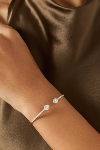 Toi et Moi Bangle Bracelet in 925 Sterling Silver