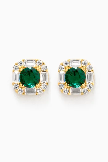 Emerald Earrings in Gold-plated Silver