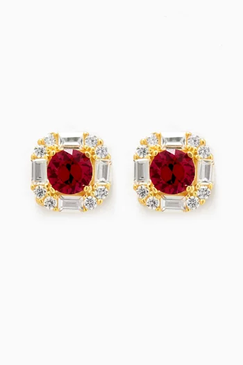 Crystal Earrings in Gold-plated Silver