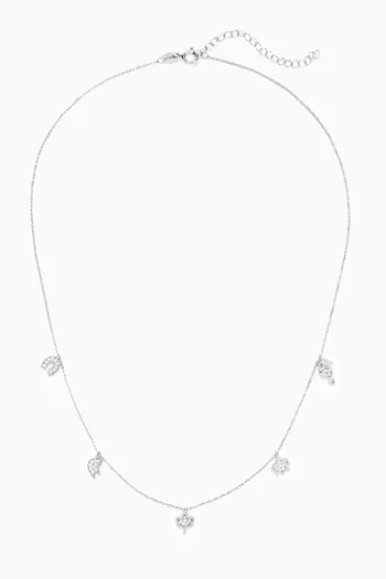 Multi-Charm Crystal Necklace in 925 Sterling Silver