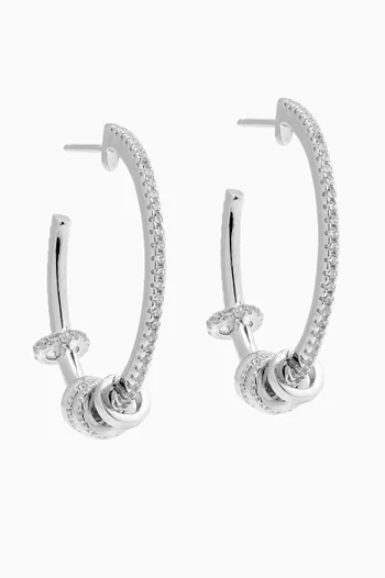 Stone Hoop Earrings in 925 Sterling Silver