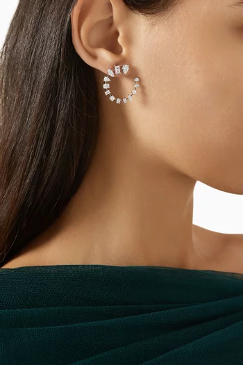 Mixed Stone Hoop Earrings in 925 Sterling Silver