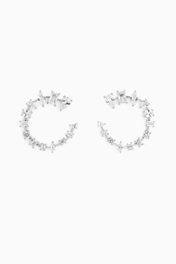 Mixed Stone Hoop Earrings in 925 Sterling Silver