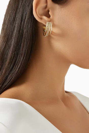 Row Stone Earrings in 14kt Yellow Gold-plated Sterling Silver
