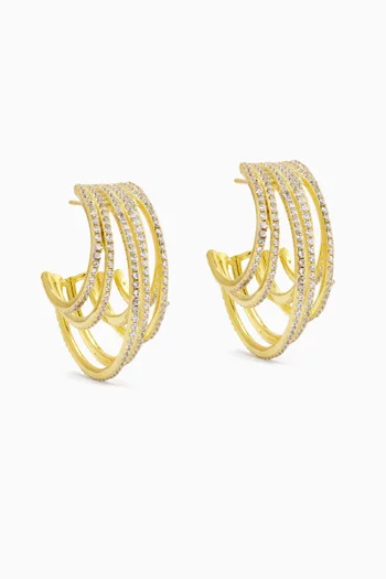 Row Stone Earrings in 14kt Yellow Gold-plated Sterling Silver