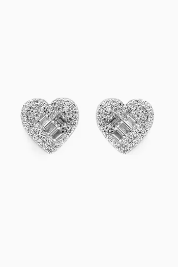 Heart Stud Earrings in 925 Sterling Silver