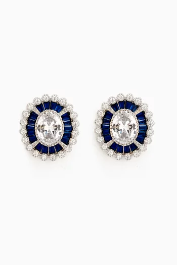 Oval Stone Earrings in 925 Sterling Silver