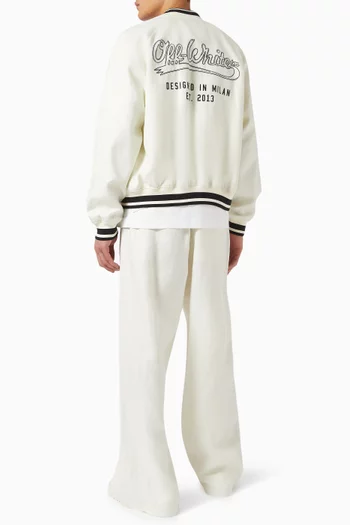 Off Italic Souvenir Varsity Jacket in Linen