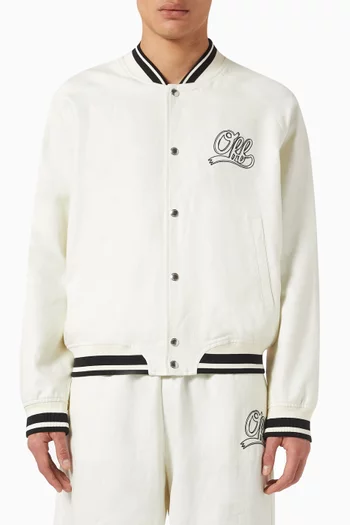 Off Italic Souvenir Varsity Jacket in Linen