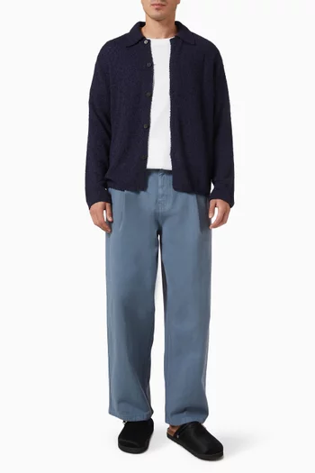 Textured Button-down Shirt in Cotton-blend
