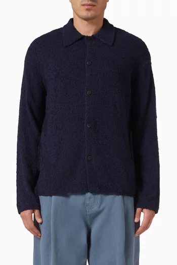 Textured Button-down Shirt in Cotton-blend