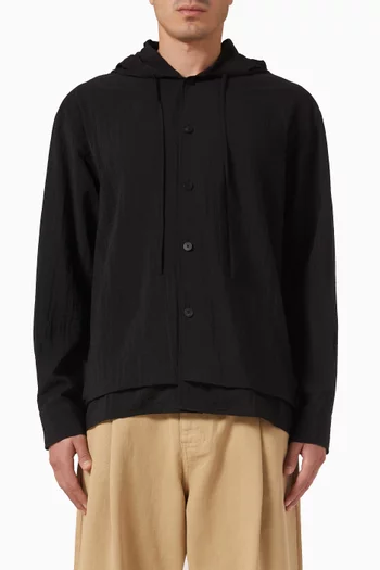Double Layered Hooded Shirt in Rayon-blend