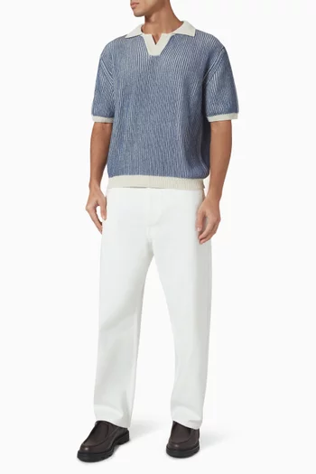 Striped Polo Shirt in Cotton Knit