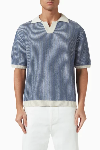 Striped Polo Shirt in Cotton Knit