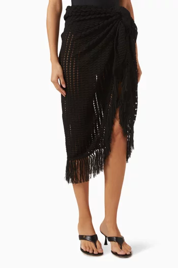 Thyri Fringe-trim Knit Pareo