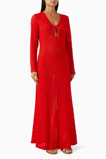 Elton Keyhole Maxi Dress in Stretch-knit