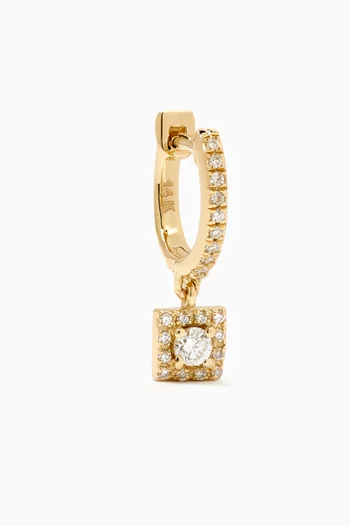 Square Diamond Single Huggie Earring in 14kt Yellow Gold