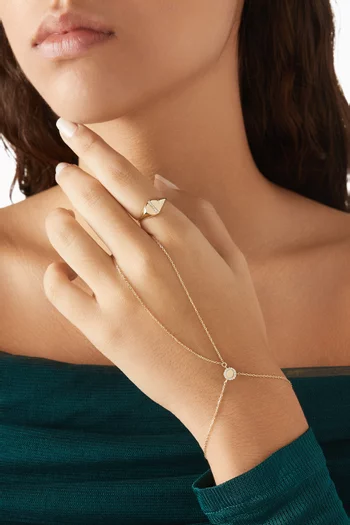 Diamond Hand Chain Bracelet in 14kt Yellow Gold