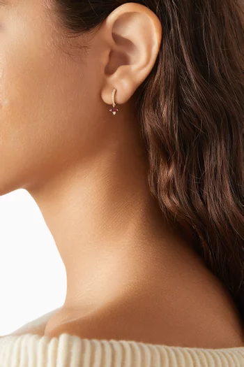 Ruby Single Huggie Earring in 14kt Yellow Gold