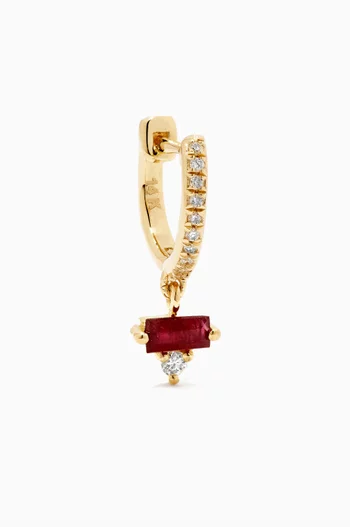 Ruby Single Huggie Earring in 14kt Yellow Gold
