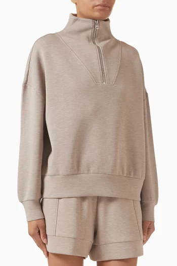 سويت شيرت هاولي بسحّاب قصير قماش دابل سوفت