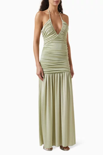 Jade Gathered Halter Dress