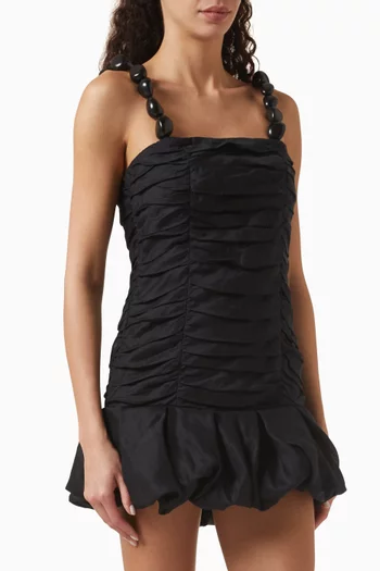 Mila Beaded-strap Ruched Mini Dress
